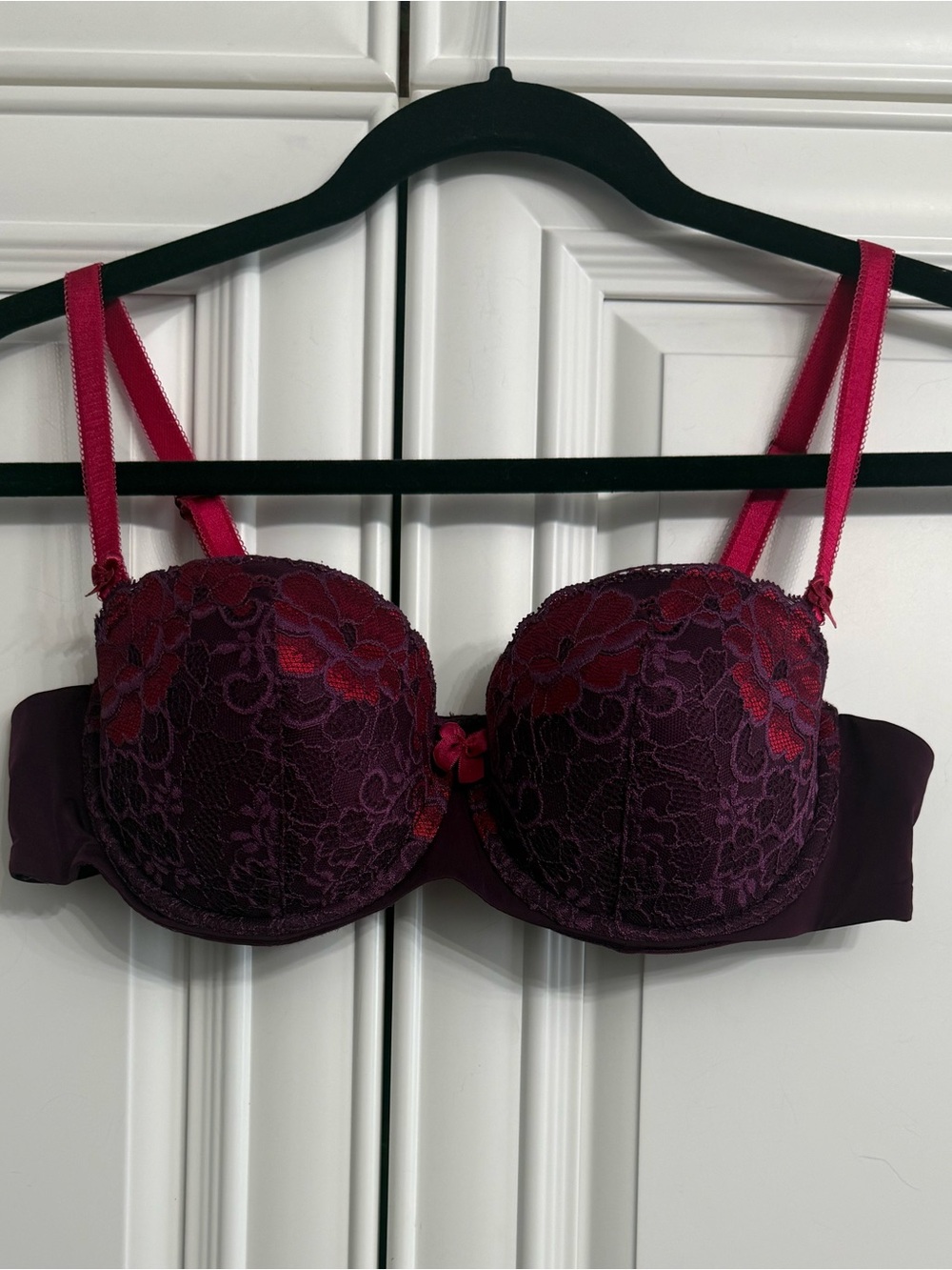 Adore Me 38B Plum and Fuchsia Lace Push-Up Bra